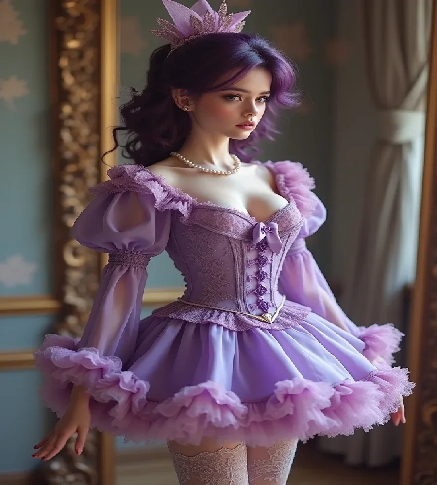 lavender short Prom homecoming Dress Ruffles Lace Long Sleeve Cocktail Dress Cosplay Costume Graduation Party Evening Customized