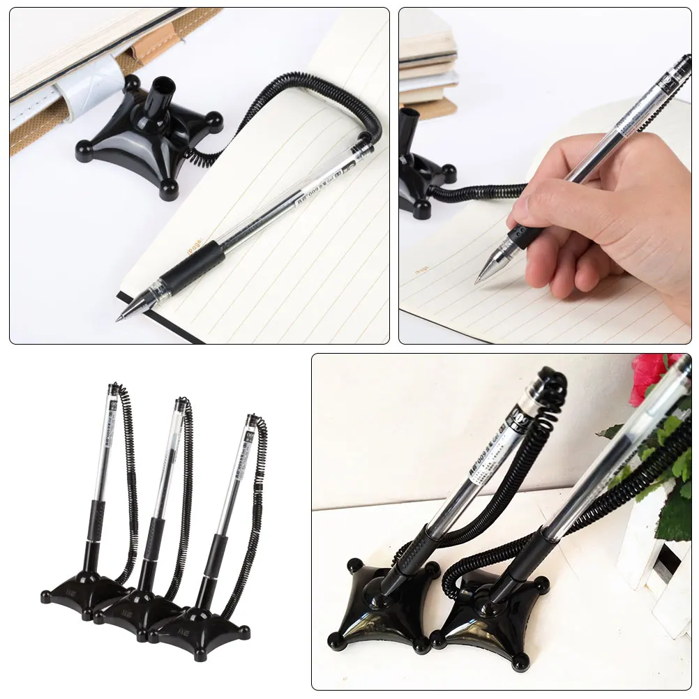 

3pcs Counter Office Stationery Hotel Writing Desk Stand Design Smooth Writing Business Signature Pen Plastic Table Fixed Pen