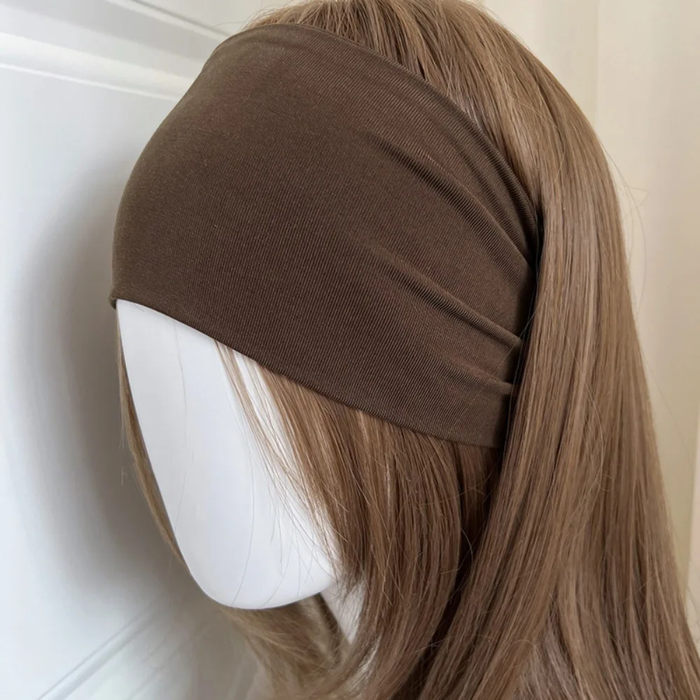 Knit Cotton Elastic Headband Soft Sweat Absorbing Wide Knitted Headband Yoga Sports Hairband Breathable Sports Hairband Makeup