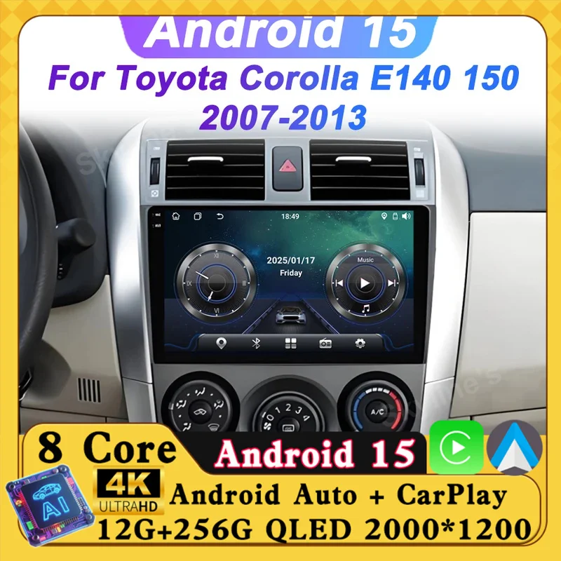 

Android 15 Car Stereo Radio Player For Toyota Corolla E140/150 2007 2008 2009 2010 2011 2012 2013 Multimedia Player Wifi 2 Din