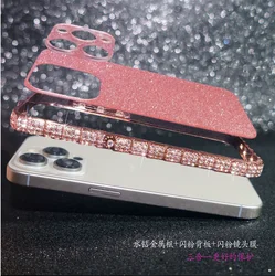 Rhinestone Metal Bumper Case For iPhone 16 Pro Max Glitter Diamond Cover Funda For iPhone 16 15 Pro Max 14 Pro Max iPhone13 Case