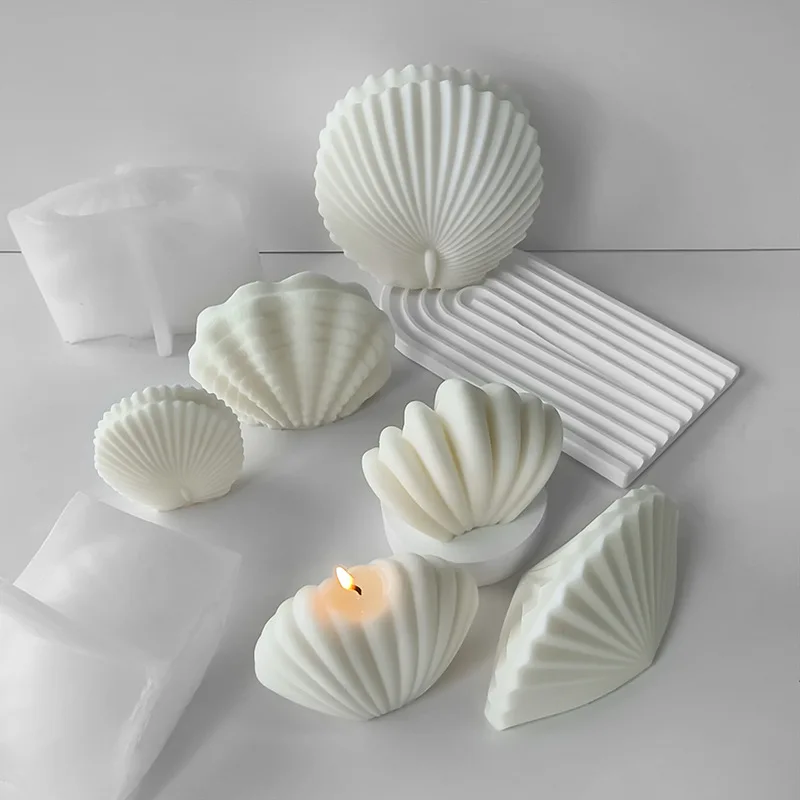 ثلاثية الأبعاد سيليكون شمعة قالب الصابون البحر قذيفة الجص قالب الاسمنت ديكور المنزل لتقوم بها بنفسك الروائح الهدايا قوالب دي سيليكونا