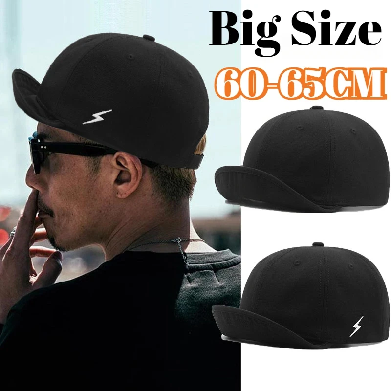 Large Head Up-Turn Peak Hiphop Snapback Hat For Man Woman Big Size Flip Up Soft Top 6CM Short Brim Baseball Cap 55-60cm 60-65cm