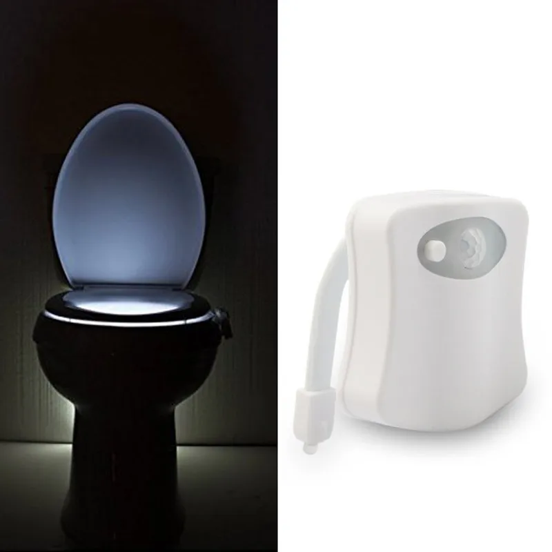 Lampada da toilette a LED PIR sensore di movimento 8 colori sedile WC luce notturna impermeabile retroilluminazione WC per WC LED Luminaria lampada all'ingrosso