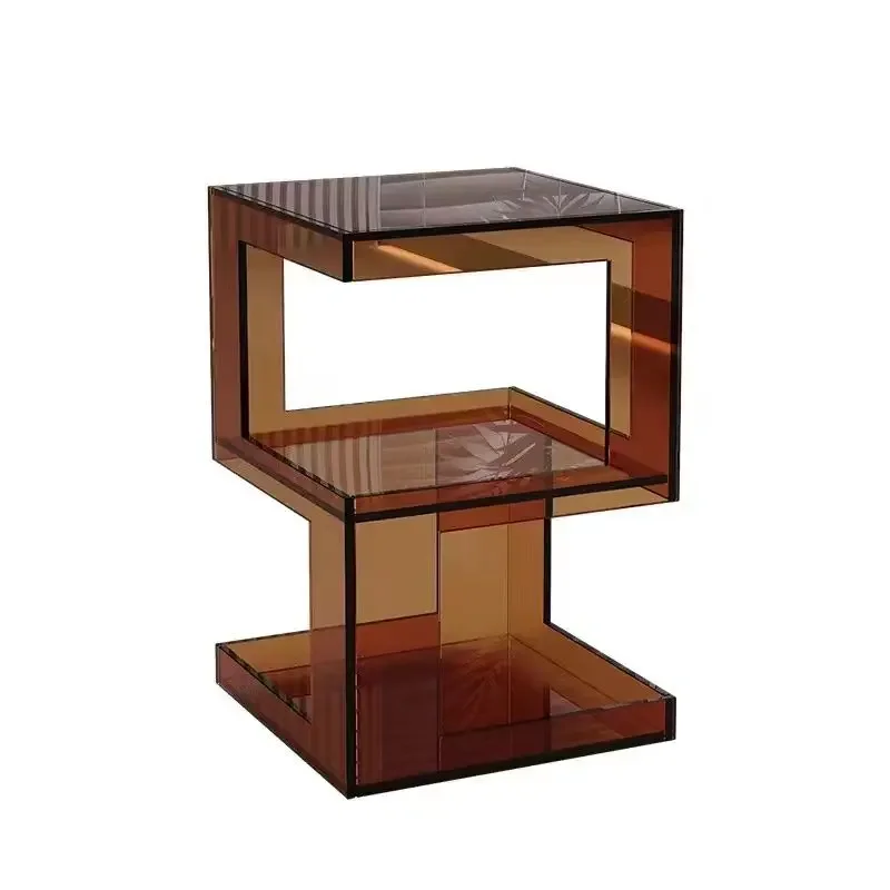 

Acrylic sofa creative corner coffee table, storage rack