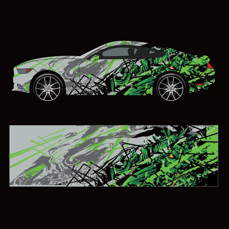 Ocean Wave Dragon Car Sticker Racing Side Pack Modification Universal Abstract Decal Skull Pattern Sticker