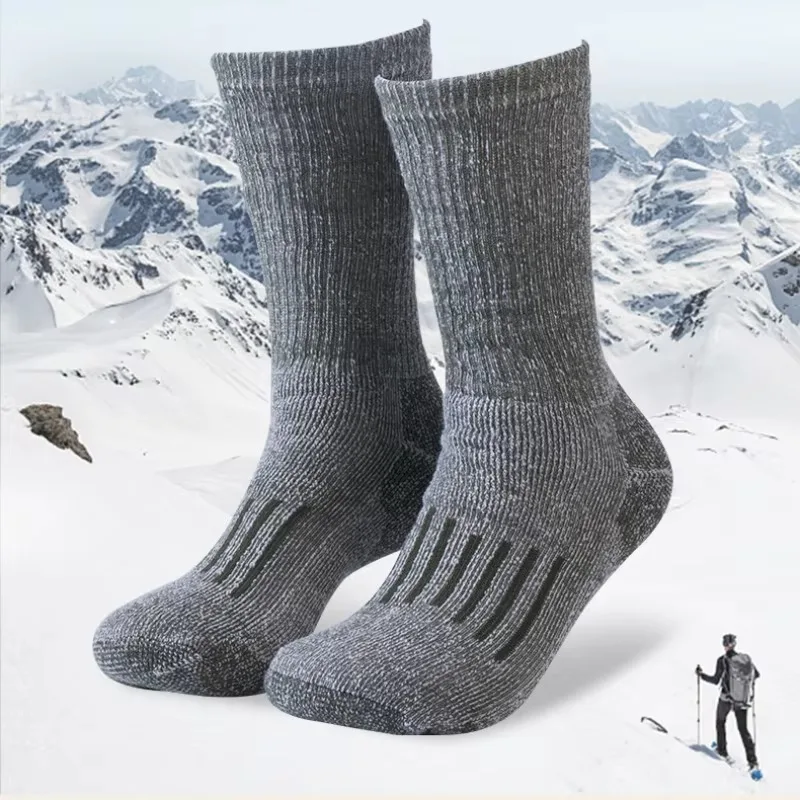 Wandersocken aus Merinowolle für Männer und Frauen, 80 % Merinowolle, Ski-Winter, dicke Thermo-Crew-Socken für Männer, zu Fuß, warm, geruchshemmend