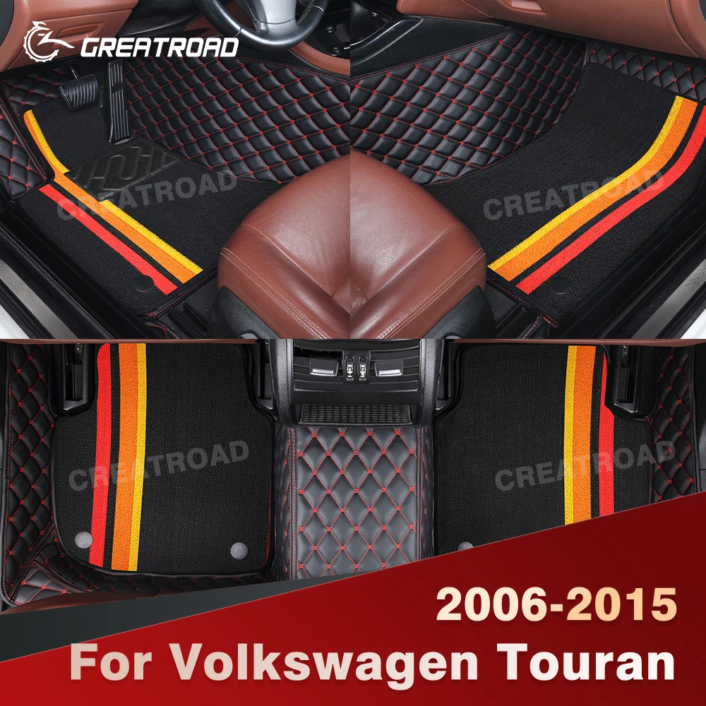 

Для Volkswagen Touran 2006-2015 двухслойные автомобильные коврики на заказ, автомобильный ковер, аксессуары для интерьера