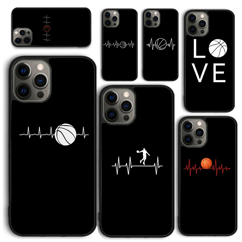 Basketball Heart Beat Phone Case for iPhone 16 15 14 12 13 mini PLUS X XS XR 11 PRO MAX Back Cover Fundas Shell