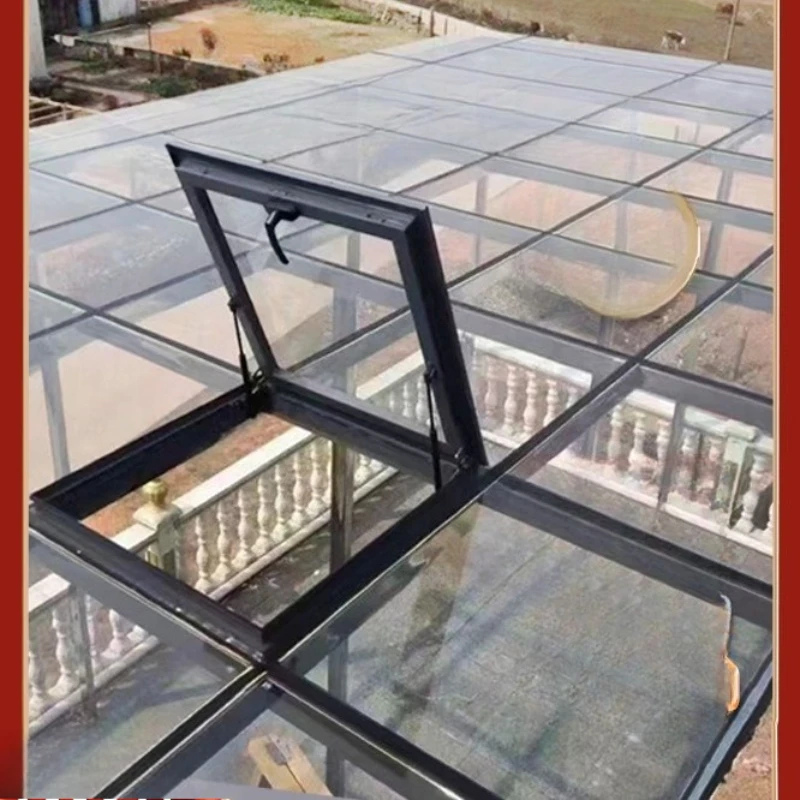 

Thickened aluminum alloy electric skylight roof manual shading basement cement table sun room oblique