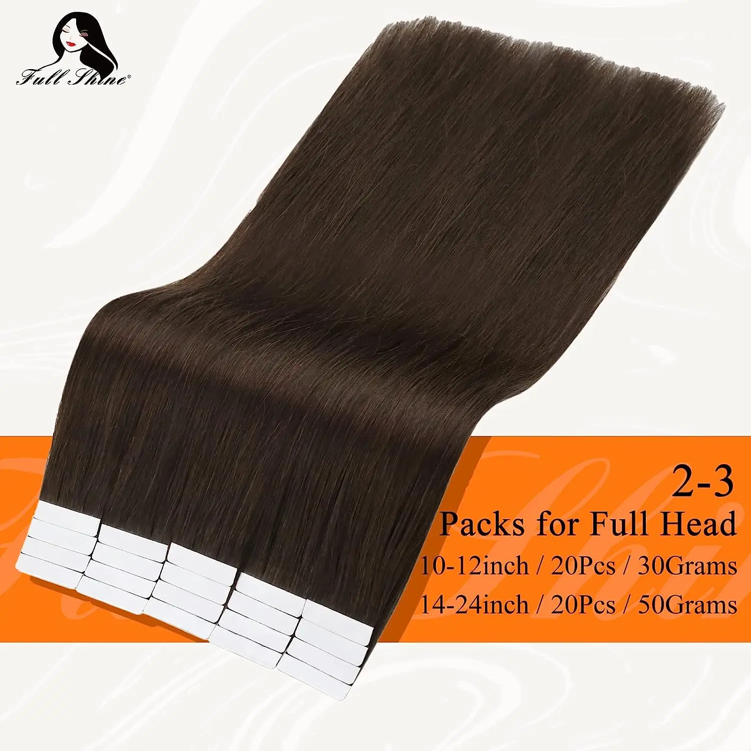 Full Shine Fashion Tape Hair Extensions 100% Real Human Hair 26