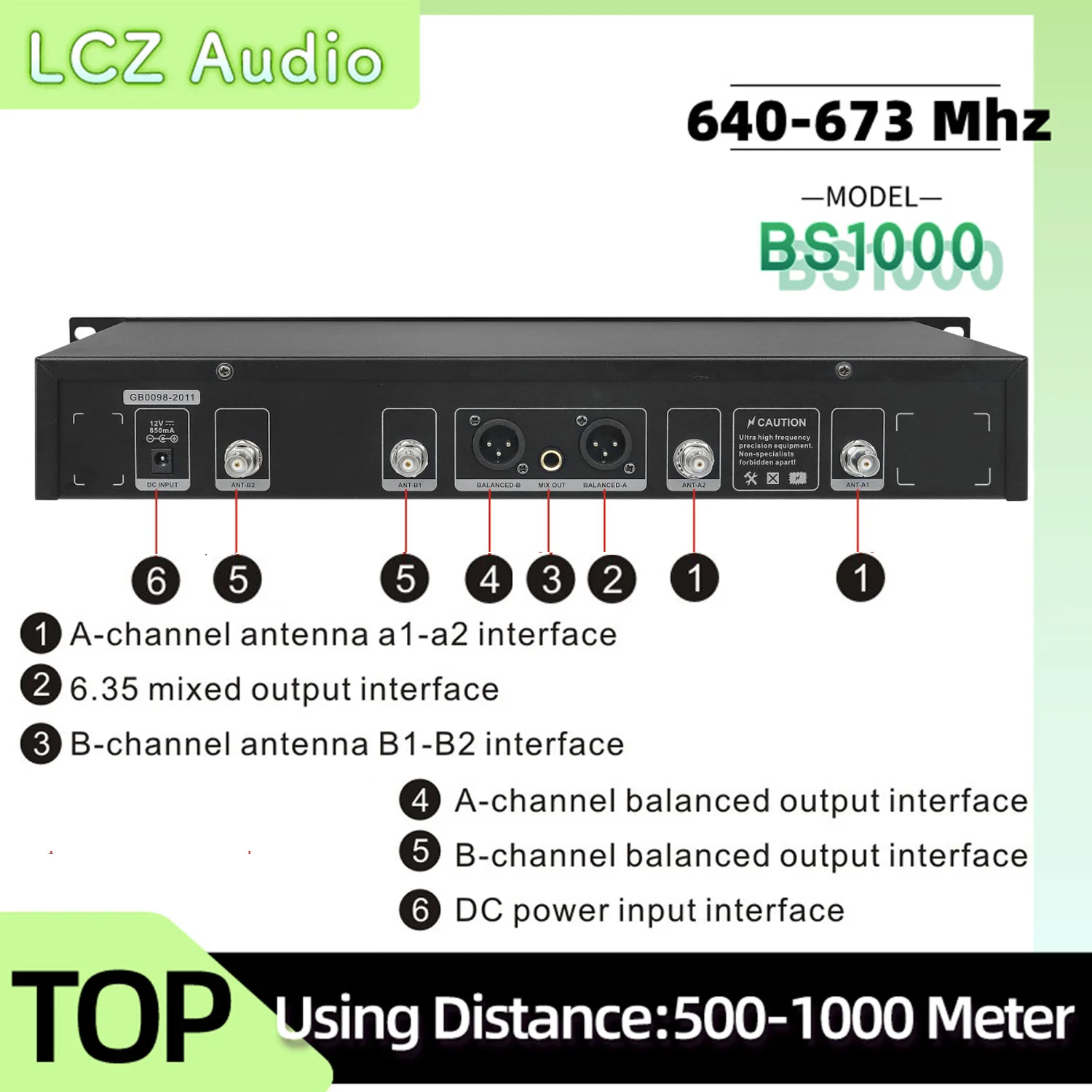 Imagem -04 - Lcz Áudio Bs1000 Microfone sem Fio Ultra Longa Distância de Recepção Microfone Profissional Sistema de Áudio de Desempenho de Palco 1000m