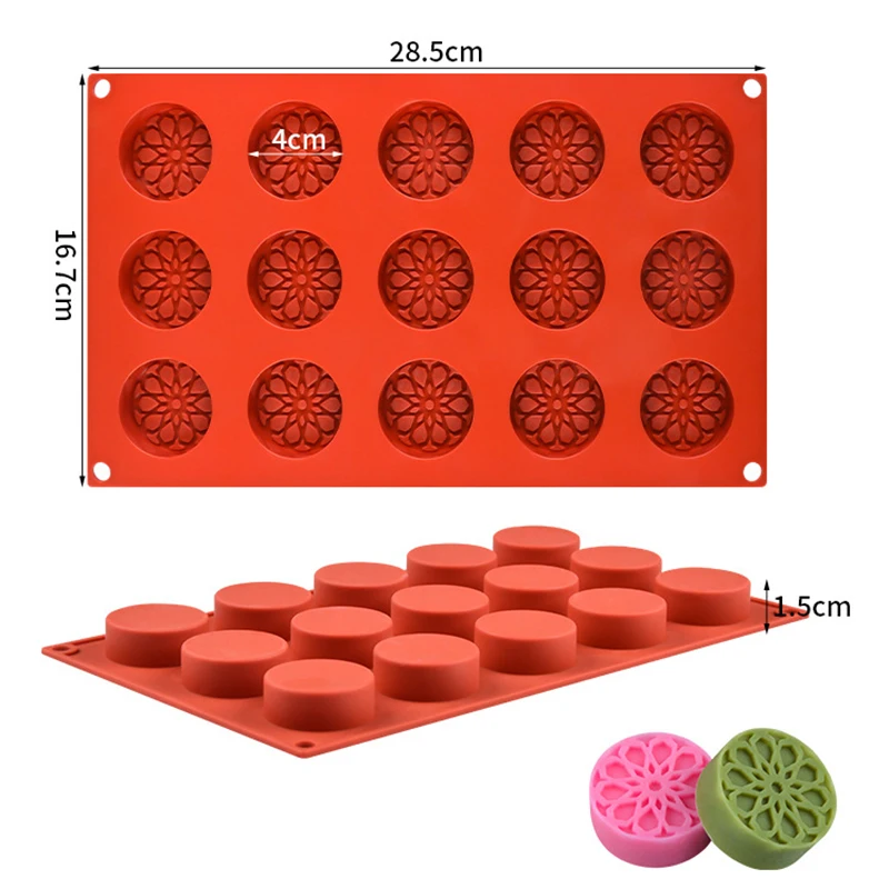 Flower Pattern Silicone Mold For Chocolate Cylinder Candy Cookie Dessert Baking Tools Round Mini Soap Ice Cube Tray Keto Snacks