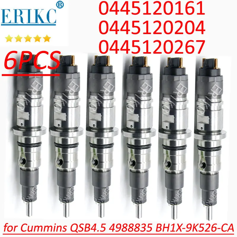 6PC 0445120267 Fuel Injector 0445120161 Diesel Injection Nozzle 0445120204 For Cummins QSB4.5 4988835 BH1X-9K526-CA BH1X9K526CA