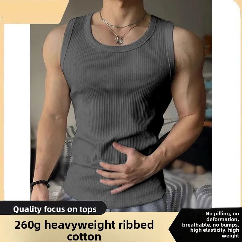 American Style Fitness Tank Top Men's Summer Sportswear Anti-Dirt Muscle Exposure Sleeveless A-Line Narrow Shoulder Strap T-S...