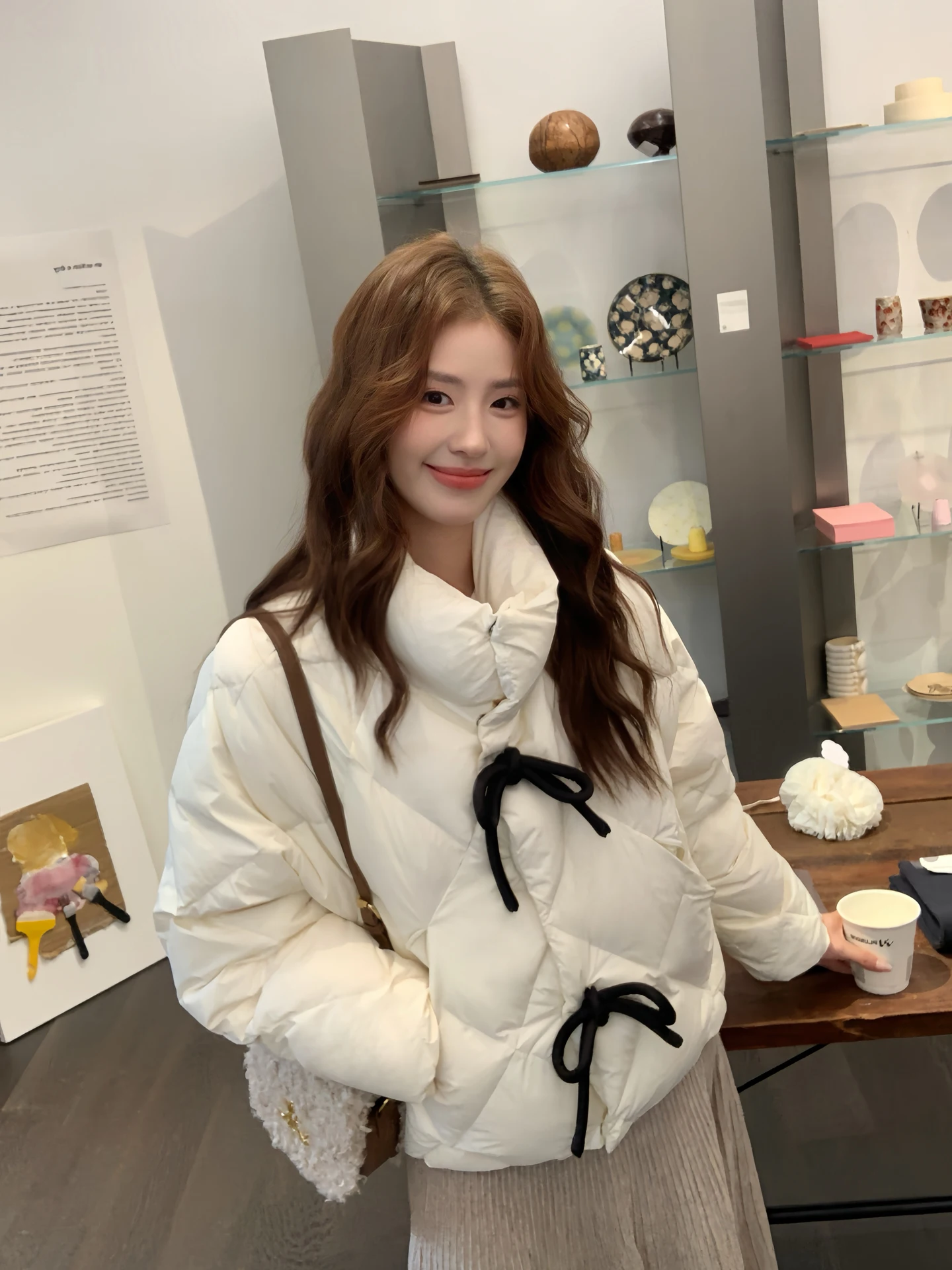 

Annivy Women's ort Puffer Jaet 2025 New Winter Thiened Bow Knot Warm Faionable Ladies' Clothing Winter Outfit