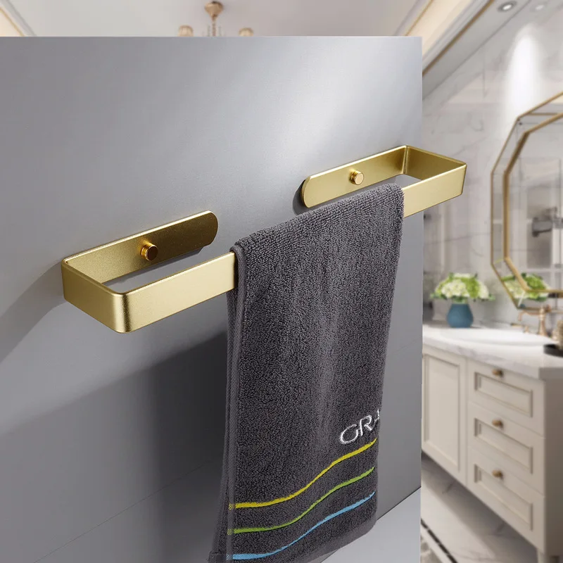 

Golden Bathroom Hardware Set Toilet Roll Paper Holder Towel Rack Robe Hook Towel Bar Self Adhesive Storage Shelf Home Organizer