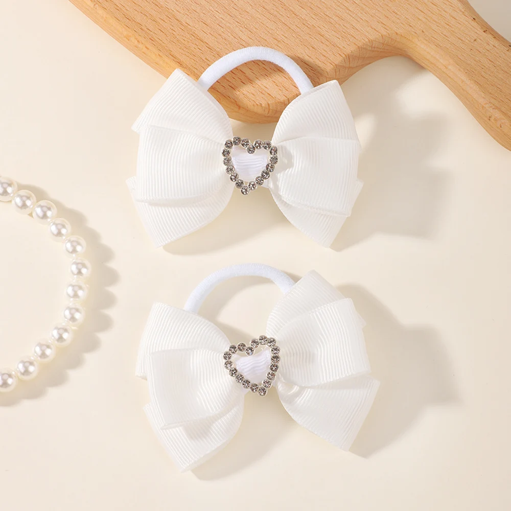 BABY BOWS 2 Stück/Set Kinder Mädchen Niedliche Doppelschichtige Schleifen-Haargummis Haarbänder Kinder Basis-Pferdeschwanz-Kopfschmuck Haaraccessoires – Detail 33