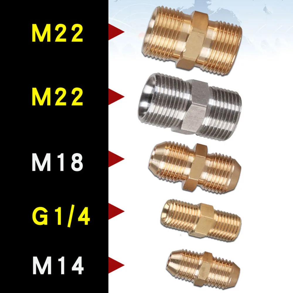

Адаптер для пенной насадки высокого давления G1/4 M14 M18, соединитель для пистолета-распылителя, аксессуар для автомойки, латунь, нержавеющая сталь