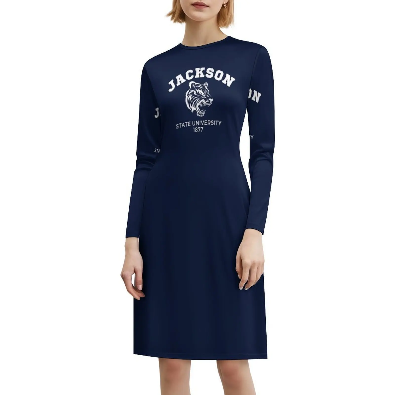 فستان جاكسون ستيت يونيفسييتي بفتحة عنق على شكل قلب فستان صيفي أنيق للحفلات للنساء من جامعة جاكسون ستيت للنساء