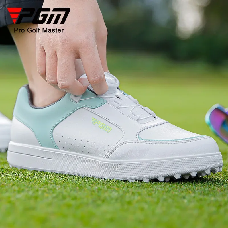 PGM golf shoes for women, super waterproof and non-slip fixed soles, twist-buckle laces