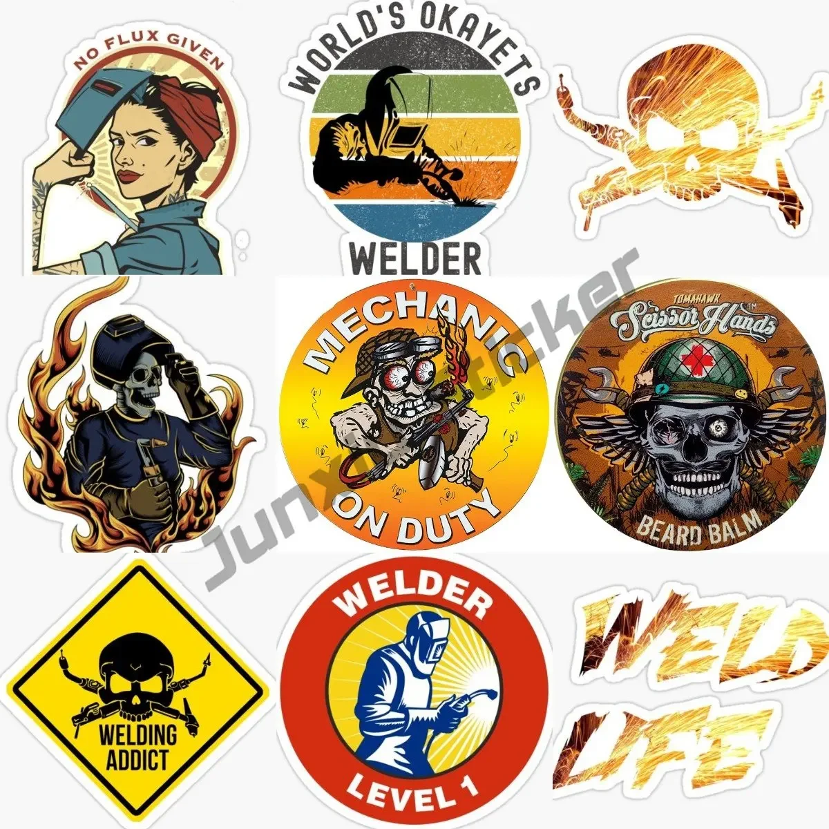 Autocollants de voiture Elin Welder Service, Scratch-Verde, Anime, Pare-brise, Coffre, Décalcomanie, Accessoires extérieurs, Réfrigérateur, Soudeur