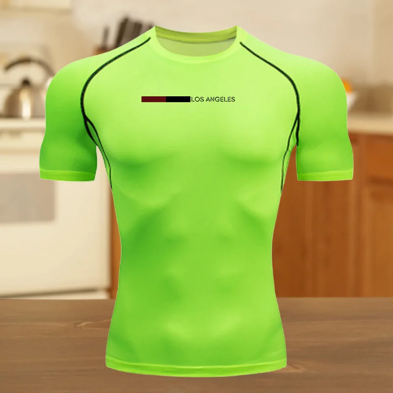 الرجال قميص مضغوط الرياضة التجفيف السريع اللياقة البدنية البدلة تي شيرت العرق ماصة الركض الدراجات في الهواء الطلق 8 ألوان المحملة قصيرة الأكمام #5