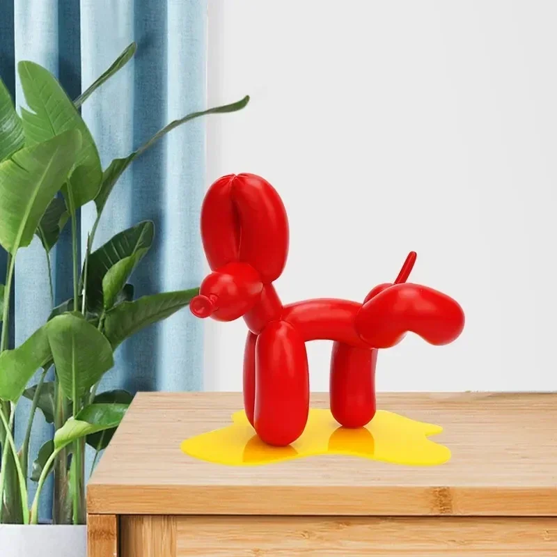 Nordic New Peeing Balloon Dog Sculpture Resin Crafts Animal Statue Home Room Decor Sculptures and Figurines Dog Decoration