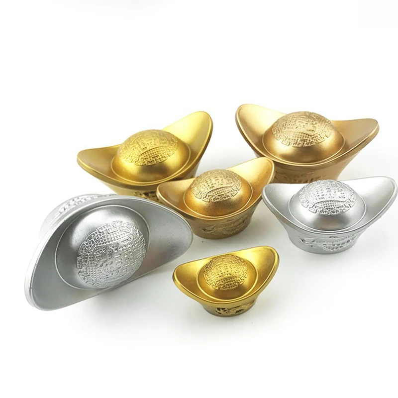 1 pz plastica falso oro cinese antico Yuanbao lingotto piccolo FengShui ornamenti ricchezza lingotto d'oro auto Home Office decorazione regali