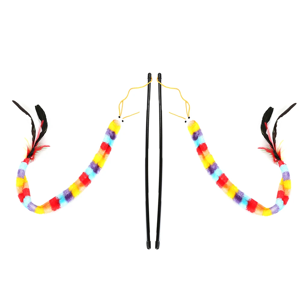 

2Pcs Cat Colorful Palmerworm Kitten Toys Interactive Teaser Enrichment Play Scratch Furniture Healthy Fun Gift Pet