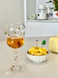 Creative Artistic Color Gem Glass Colorful Sugar Bean Korean Style Goblet Modern Simple Gourd-shaped Transparent Red Wine Glass