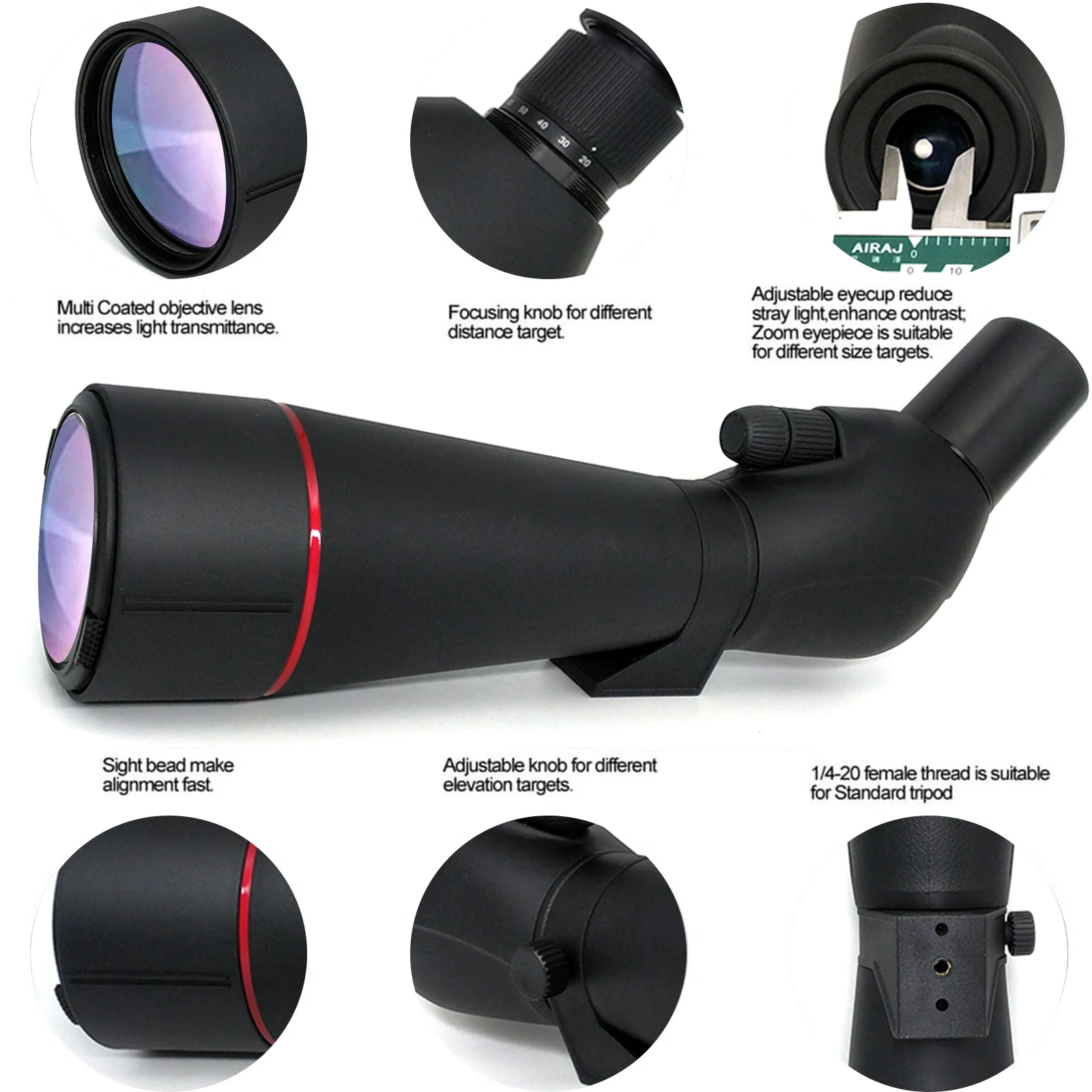 Hunting & Shooting Optics 20-60x80 High Definition BAK4 Spotter Scope with Zoom for Target Shooting Bird Watching Hunting Wildli