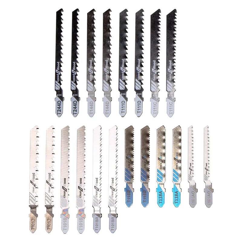 

AB34-20 Pcs T-Shank Jigsaw Blades Set, Jig Saw Blades Fits Most T Shank Jig Saw, Blades For Cutting Metal, Wood