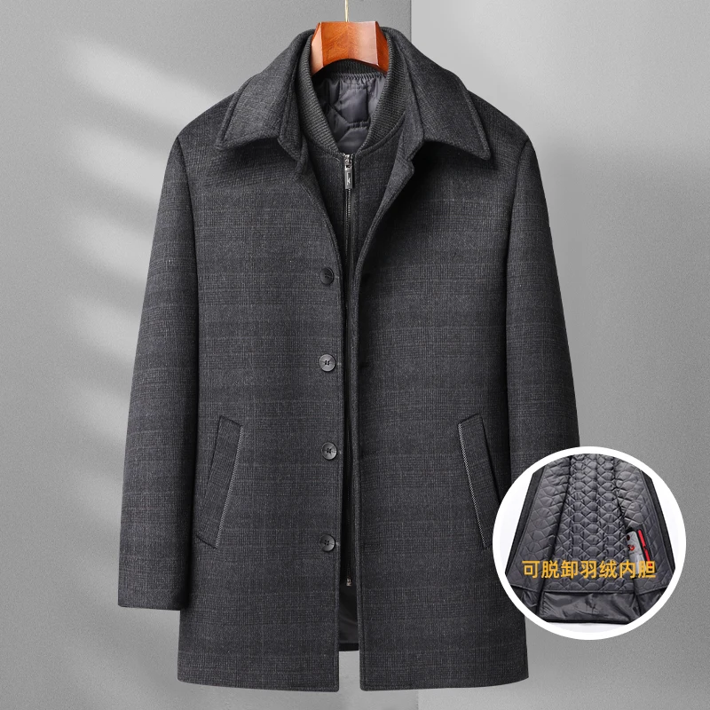 

2023 New Winter Jacket Men's Fashion Wool Coat Men's Down Detachable Inner Men's Formal Jacket Men's High Quality