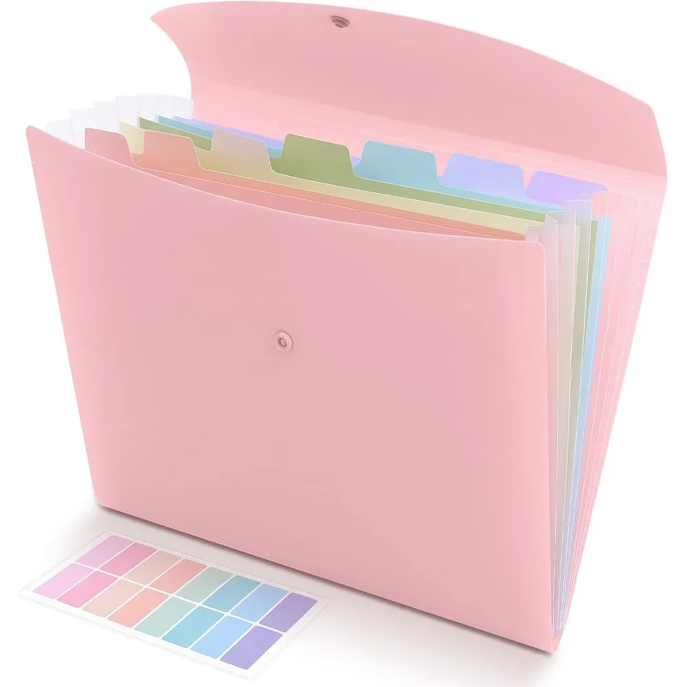 

Pink Expanding File Folder Organizer with 8 Pockets and Colorful Tabs for Letter A4 Size Documents Perfect for School Office Hospital Tax Receipts Storage Cute Accordion Style Paper Organizer Portable Document Holder for