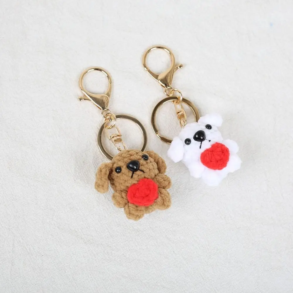 Jewelry Gift Bag Decor Knitted Dog Pendant Handmade Cute Wool Crochet Corgi Keychain Animal Kawaii Woven Key Ring Backpack