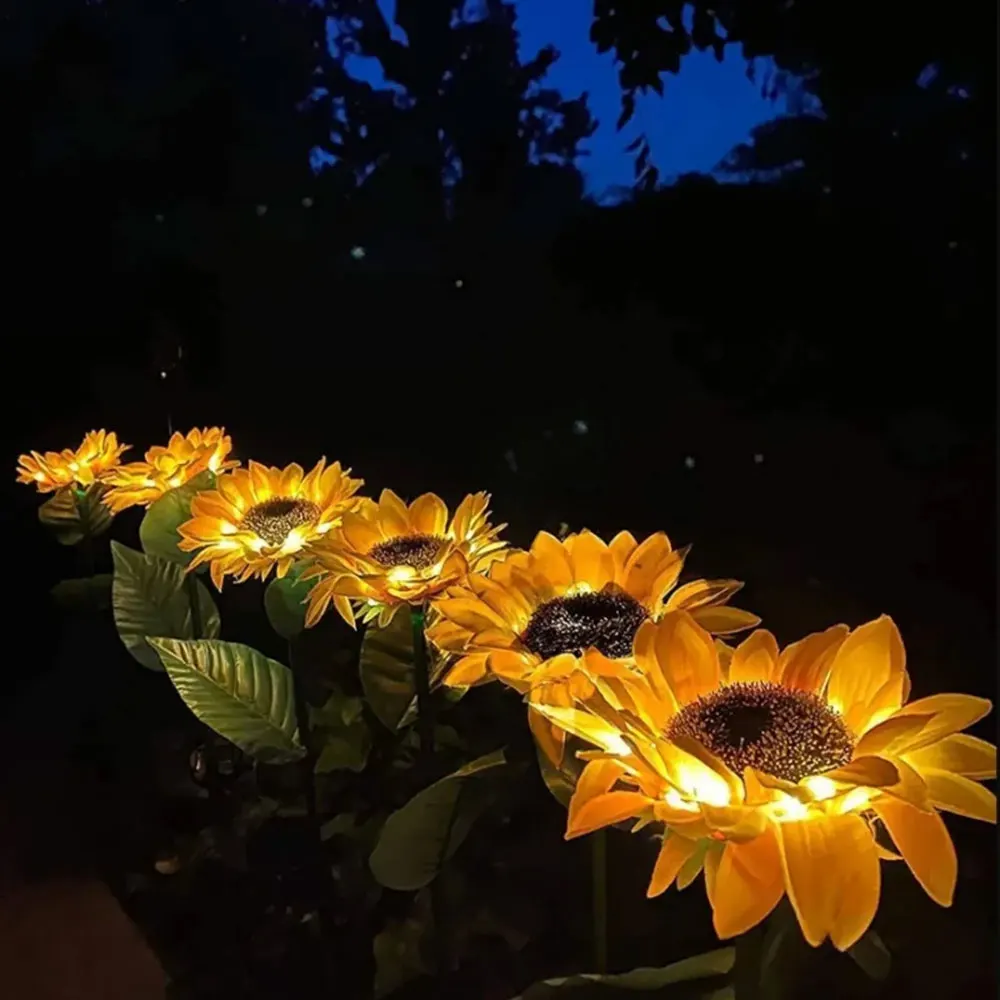 Outdoor Solar Sunflowers Smart Sense Garden Lights Yard Wedding Thanksgiving Decor Light Waterproof Led Lawn Light