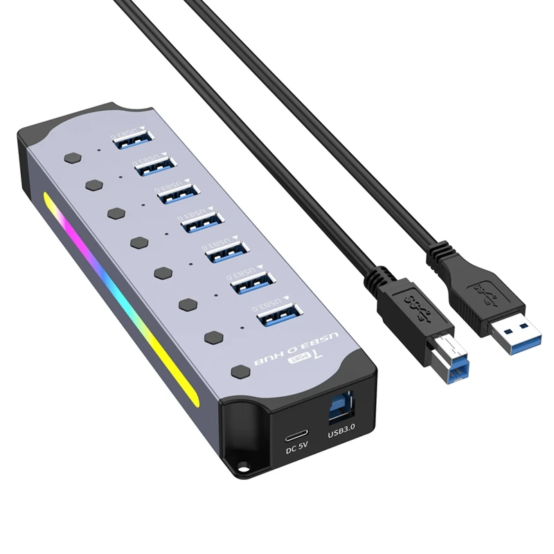 

Многофункциональный RGB-концентратор USB 3,0 с 5 Гбит/с, разветвитель быстрой передачи BC 1,2, зарядный протокол, плата расширения компьютера