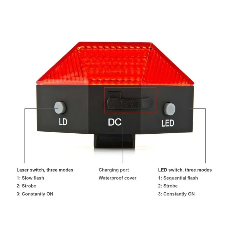 Bicycle Diamond Laser Taillight Warning Light USB Rechargeable Rear Lamp Highlight Taillight Rechargeable Gem Taillight