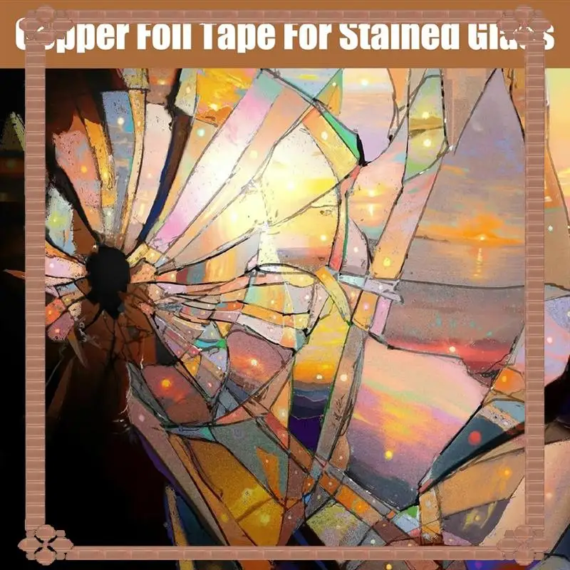 Consegna in 24 ore su 24 Nastro in lamina di rame da 4 rotoli per vetrate con raschietto in plastica, adesivo per forniture di vetrate, chitarra e