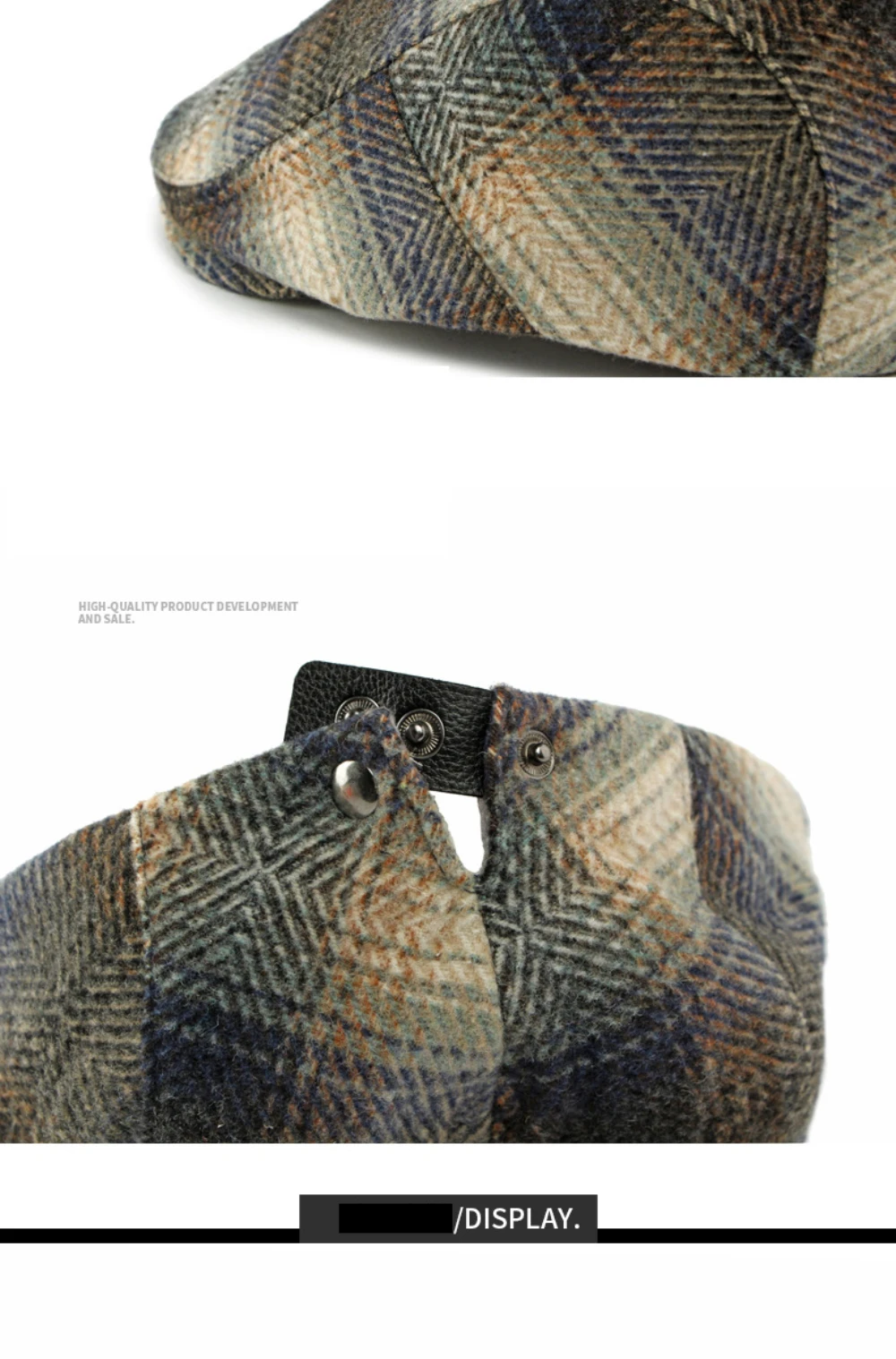 HT4883 Herren Berets Frauen Herbst Winter Plaid Wolle Baskenmütze Hut Künstler Maler Achteckige Flache Kappe Männlich Weiblich Einstellbare Baskenmütze Kappen – Detail 6