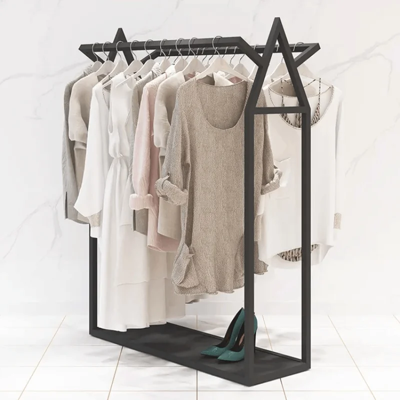 Custom Professional Metal Gold Clothing Dress Display Rack High-end Wall Golden Clothing Display Stand