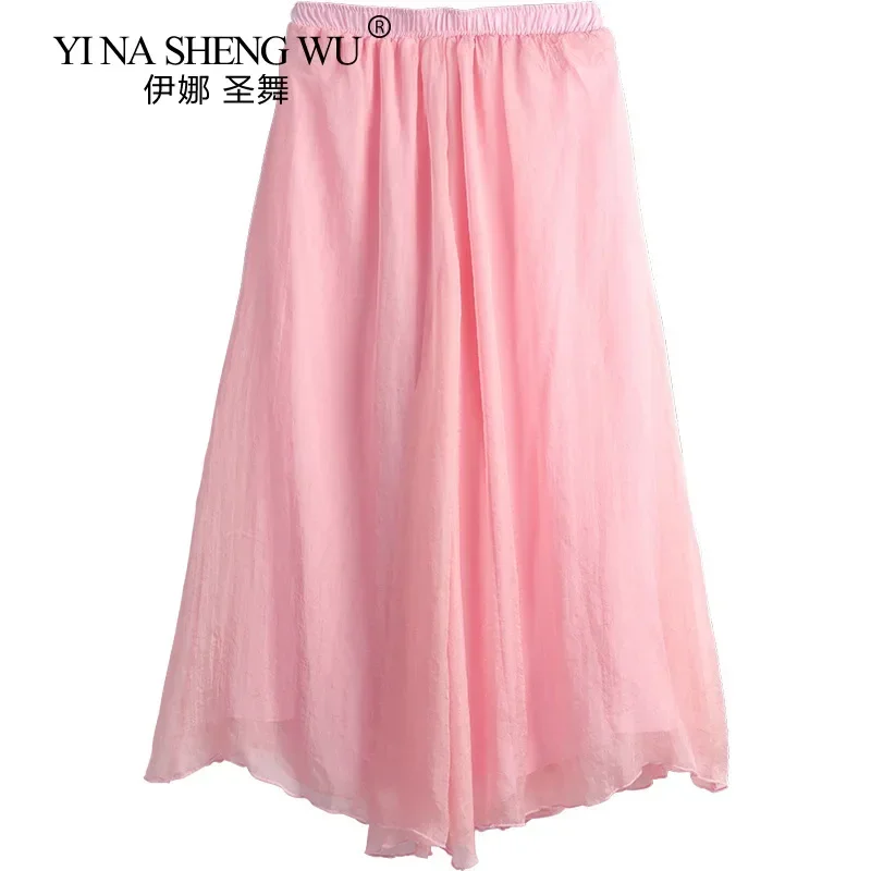 Pantaloni da danza classica da donna Pantaloni da pratica di ginnastica larghi in chiffon Costume da ballo moderno per adulti