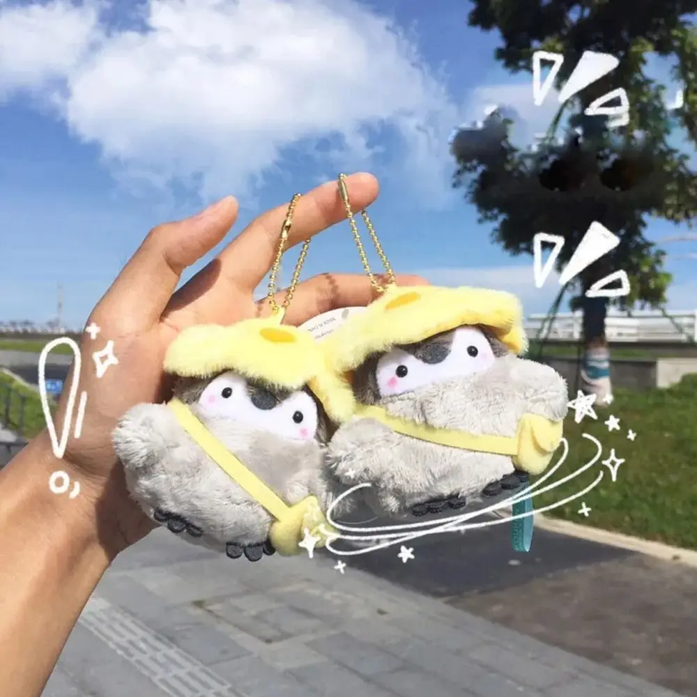 Bonito dos desenhos animados pinguim chaveiro boneca de pelúcia brinquedo saco escolar chaveiro turista chapéu pinguim chaveiro de pelúcia das mulheres dos homens