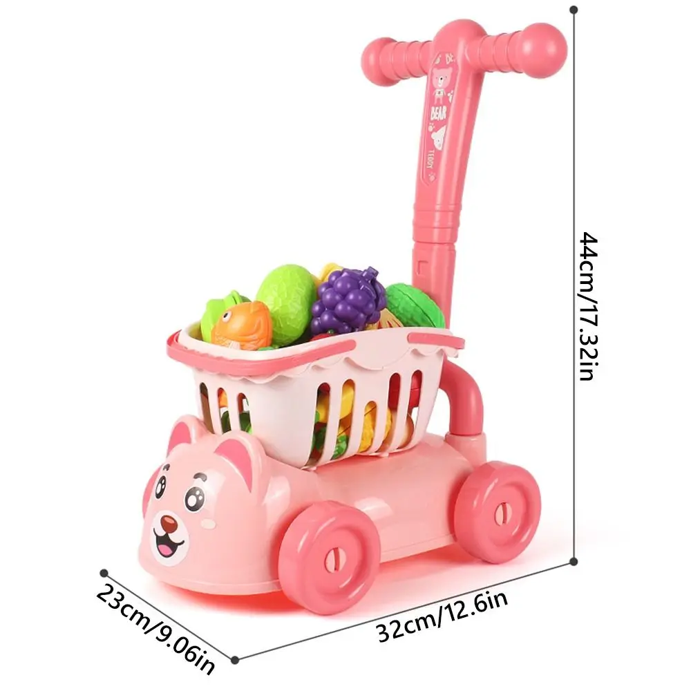 Multicolor Shopping Cart Toy Fruit Cutting Cartoon Bear Role Playing Toy Playing House Intellectual Development