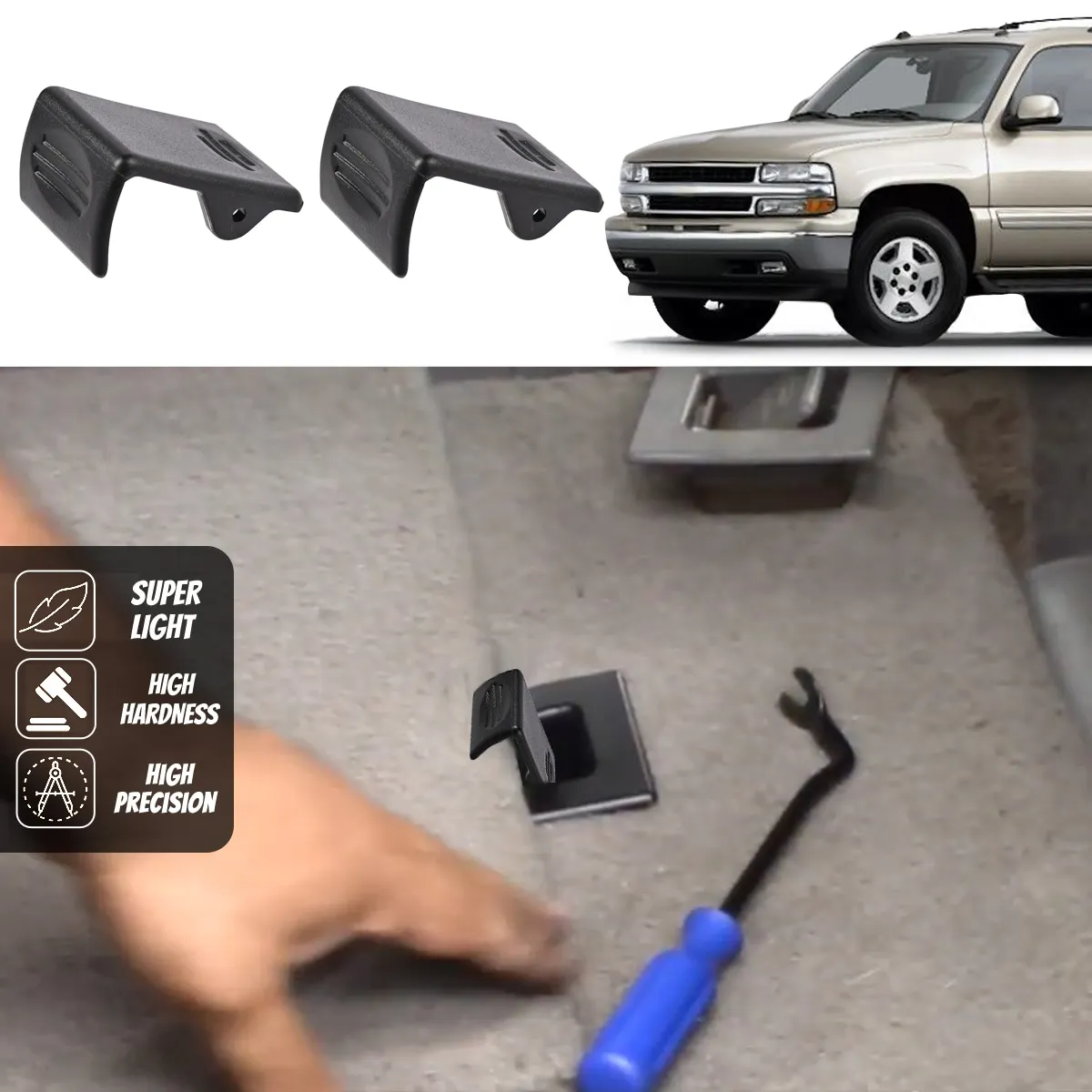 

2pcs Second Row Rear Seat Latch Clip Kit Black Replacement ABS For Tahoe Suburban for Yukon XL Denali Escalade 2000 2001-2006