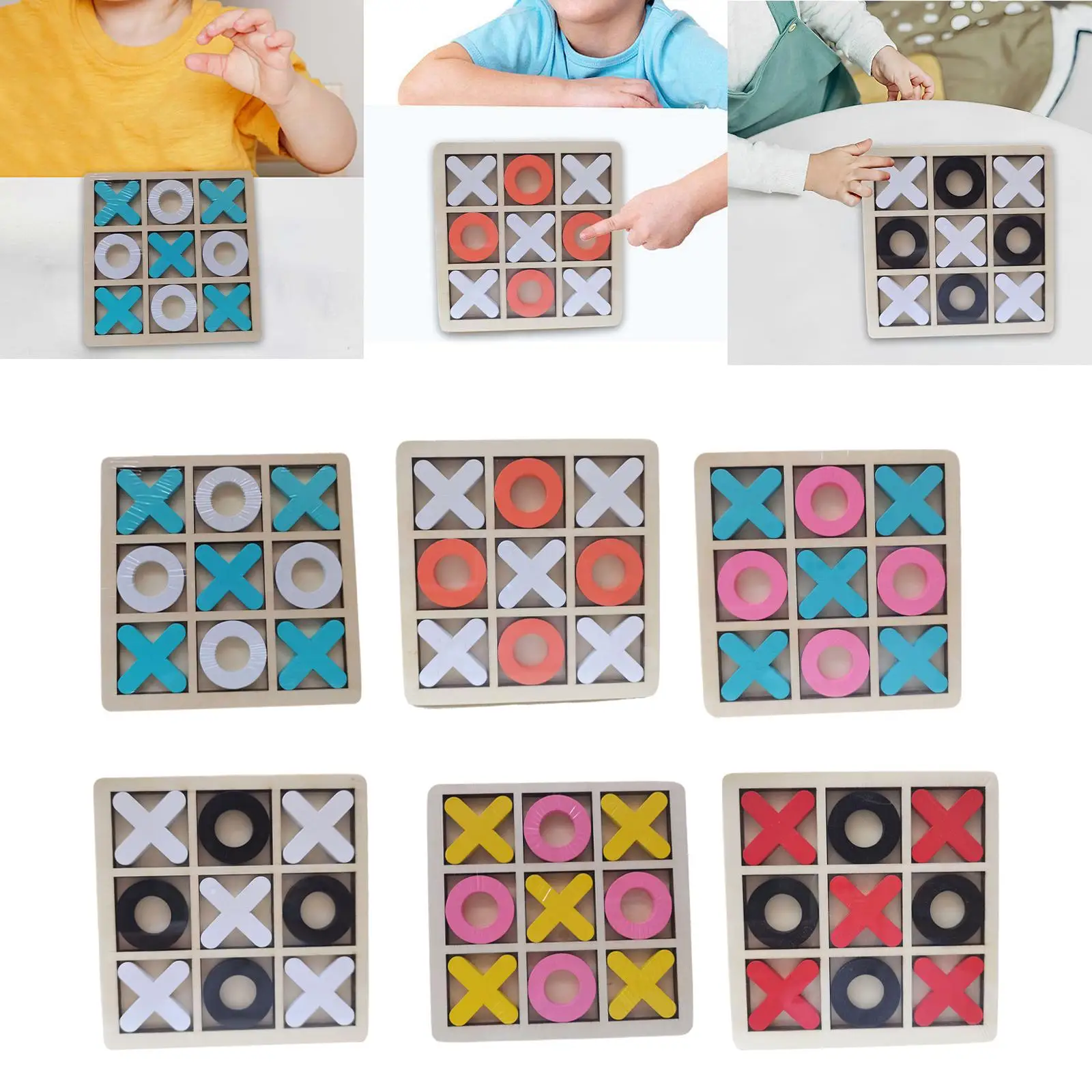 Wood Tic TAC Toe Game Set Classic Noughts and Crosses for Adult Living Room