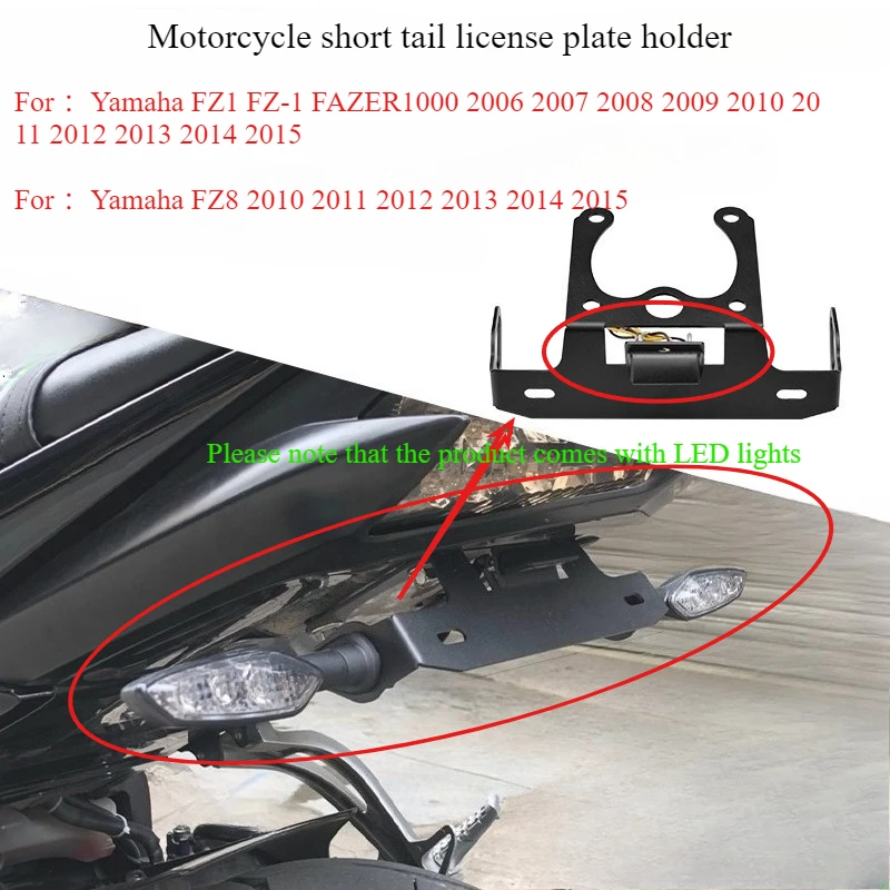 

Motorcycle Rear License Plate Tailstock Bracket Mounting Frame With LED Light For Yamaha FZ1 FZ-1 FAZER1000 2006-2015 FZ8 10-15