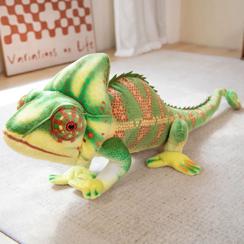 80/110CM Simulation Chameleon Plush Toys Stuffed Soft Animal Pillow Realistic Chameleon Dolls Creative Birthday Xmas Gif