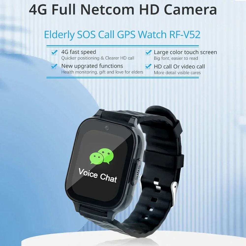 RF-V52 Smart GPS Tracker Uhr ältere 4gtwo Weg sprechen IP67 wasserdicht sos Notfall knopf GPS Armband Video anruf